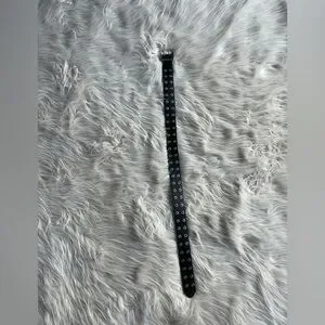 Black Faux Leather Grommet Belt Y2K XS