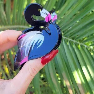 Black Flamingo Hair Clip Gothic Tiki Tropical Claw Clip