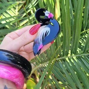 Black Flamingo Hair Clip Gothic Tiki Tropical Claw Clip