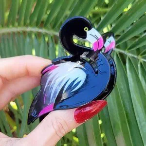 Black Flamingo Hair Clip Gothic Tiki Tropical Claw Clip