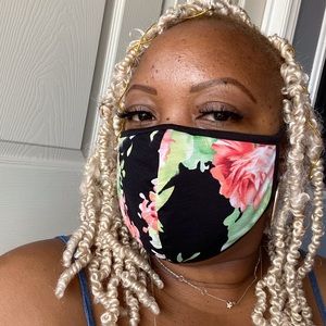 Black Floral Mask W/Storage Bag