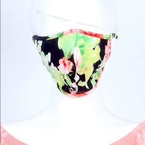 Black Floral Mask w/Storage Bag