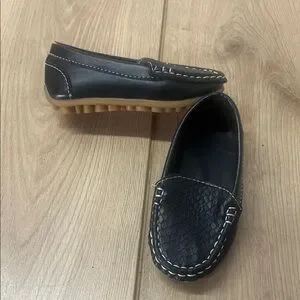Black Loafers with White Stitching