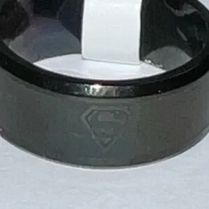 Black Titanium Band Ring Superman Logo Size 5 Lasts Lifetime