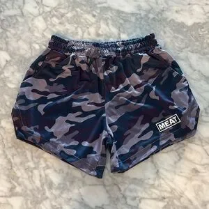 Blue and Purple Camouflage Shorts Meat Sportswear “Lifting Short” size Small