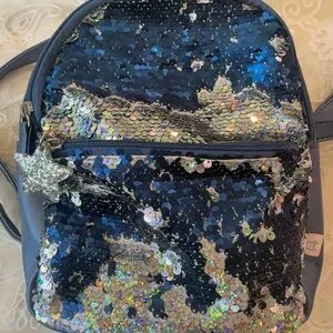 Blue And Silver Sequin Mini Backpack