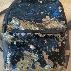 Blue And Silver Sequin Mini Backpack