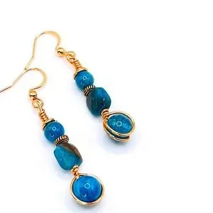 Blue Apatite & Rose Gold Plated Earrings