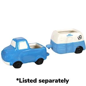 BLUE PICK UP TRUCK CERAMIC PLANTER NWT