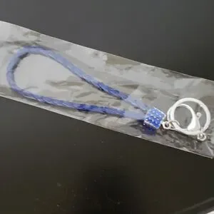 Blue rhinestone loop Keychain with lobster claw