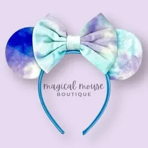 Blue Velvet Vibes Minnie Ears Disney-Inspired Pastel Tie-Dye Mouse Ears