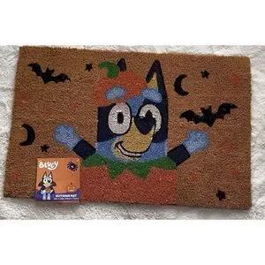 Bluey Halloween Coir Door Mat 18 X 28” Bats Pumpkin Jack O Lantern NEW