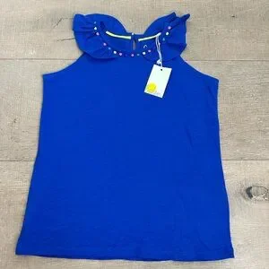 Boden Brilliant Blue Top With Colorful Accents