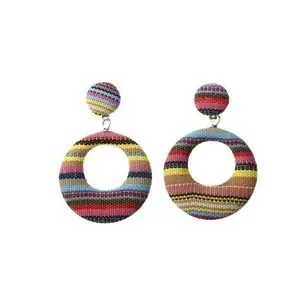 Bohemian Fabric Multi-Colored Striped Earring