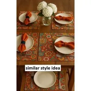 Boho Floral Paisley Cotton Placemats Set Of 6 Multicolor 12x17.25 Dining Table