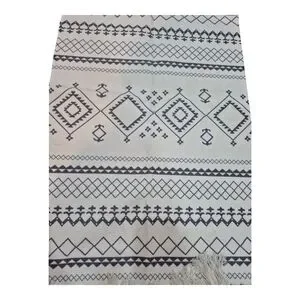 Boho Throw Rug White And Gray