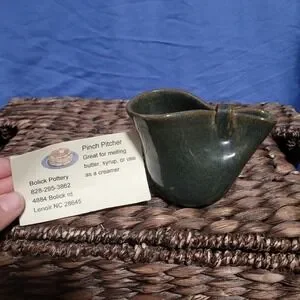 Bolick Pottery Pinch Pitcher Handmade Ceramic Creamer Syrup Butter Warmer