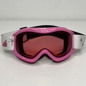 Bollé Youth Snow Ski Goggles Pink Frame Rose Lens White Strap Starburst