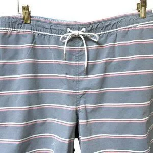 BONOBOS Swim Trunks Mens XL Blue Stripe Adjustable Waist 7" Inseam Board Shorts
