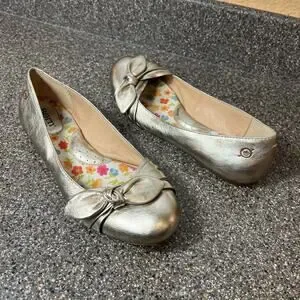 Born Gold Leather Ballet Flats Shoes Women's 9.5 M Slip On Comfort Casual Loafer