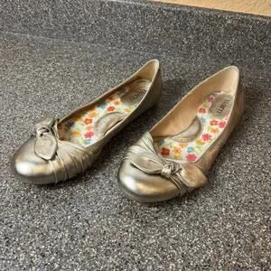 Born Gold Leather Ballet Flats Shoes Women's 9.5 M Slip On Comfort Casual Loafer