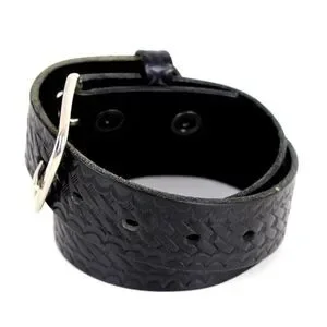 Boston TOOLED BLACK GENUINE LEATHER 1.5"Wd CASUAL DRESS MEN'S BELT Sz 34 (T6