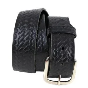 Boston TOOLED BLACK GENUINE LEATHER 1.5"Wd CASUAL DRESS MEN'S BELT Sz 34 (T6