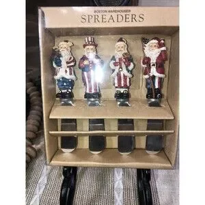 Boston Warehouse Christmas Patriotic Santa Dip Cheese Charcuterie Spreader Set