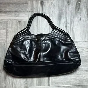 Botkier Ladies Black Double Handle Glossy Hobo Handbag