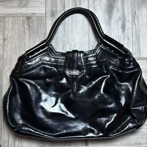 Botkier Ladies Black Double Handle Glossy Hobo Handbag