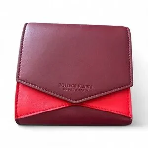 Bottega Veneta Leather Continental Bordeaux/Bright Red Wallet
