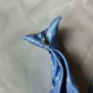 Boys Clip On Tie Lite Blue Pattern By George