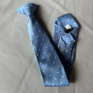 Boys Clip On Tie Lite Blue Pattern by George