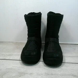 Boys Winter Snow Boots Black Size 2 Fleece Lined