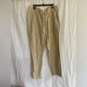 Brandini 100% Linen Straight Wide Leg Tie Waist Size XXL