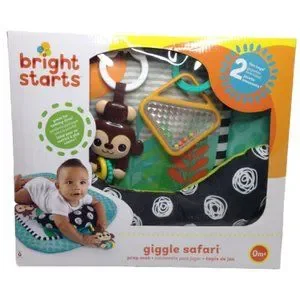 Bright Starts Giggle Safari Baby Prop Mat Tummy Time Infant Monkey Jungle Toys