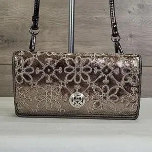 Brighton Embroidered Leather Crossbody Wallet Shoulder Bag
