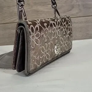 Brighton Embroidered Leather Crossbody Wallet Shoulder Bag