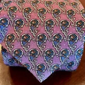 BRIONI Italian Silk Tie Paisley Lilac Blue