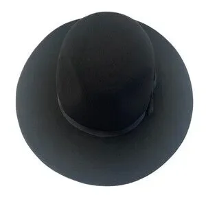 BRIXTON Black Wool Felt Hat With Black Bow Tie Ribbon Size M