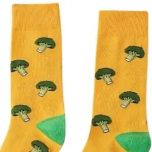 Broccoli Crew Socks Vegetable Food Green Yellow Unisex Men's Women's US 6-10