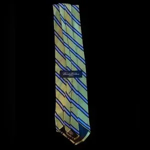 Brooks Brothers All Silk Woven Olive Green And Blue Striped Tie