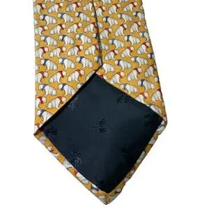 Brooks Brothers Makers Tie Polar Bears Yellow Gold 100% Silk USA 3.5x59"