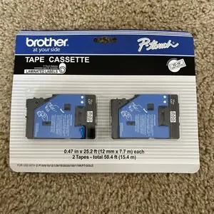 BROTHER TC 10 LAMINATED LABELS TAPE CASSETTE ‎ FOR P TOUCH dual pack