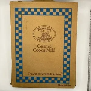 Brown Bag Vintage Ceramic Cookie Molds 3 Holiday Large Recipe Angel Tree Floral