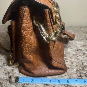 Brown Croc Embossed MK Shoulder Handbag