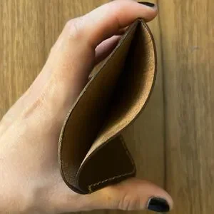 Brown Leather Card Holder Made By Me From Recycled Vintage Leather