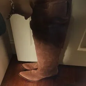 Brown Suede Knee-High Boots