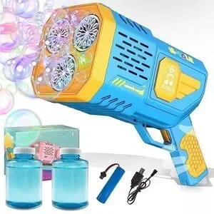 Bubble Machine Gun Automatic Bubble Gun with Colorful Lights Built-in s…