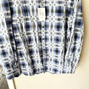 BUGATCHI Geometric Button Down Shirt In Blue & White XL NWT #149